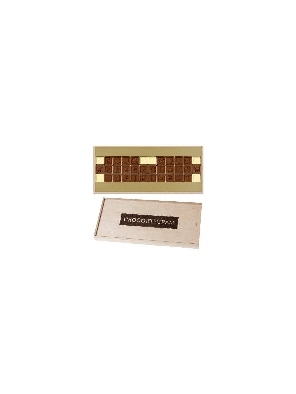 72-014 Choco télégram boîte en bois personnalisé