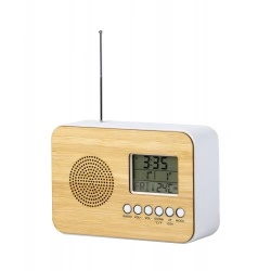 10-158 Radio de bureau avec horloge en bambou personnalisé