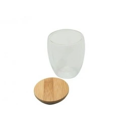 98-041 Tasse en verre avec couvercle bambou personnalisé