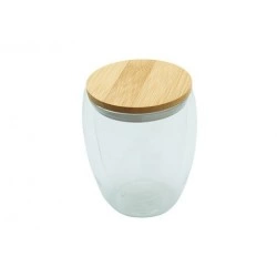 98-041 Tasse en verre avec couvercle bambou personnalisé