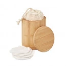42-840 Boîte en bambou avec cottons réutilisables personnalisé