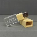 14-144 Clé USB transparente bouchon en bois  personnalisé