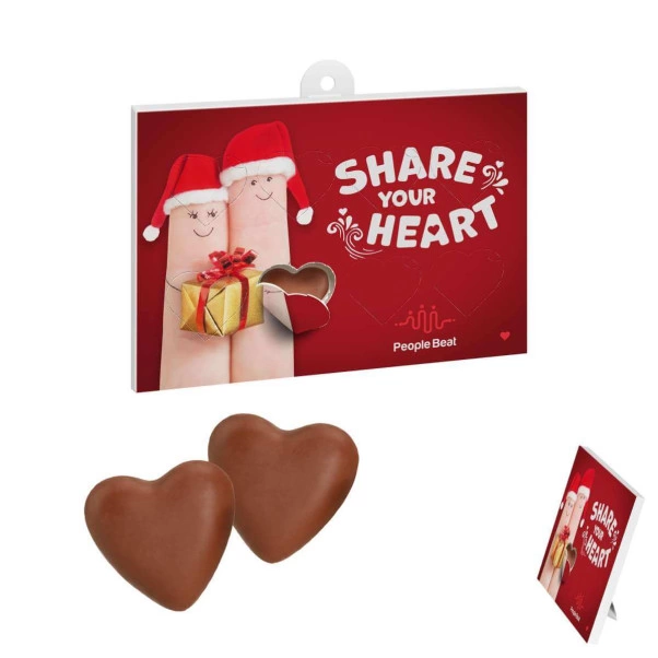 Calendrier publicitaire de cœurs en chocolat